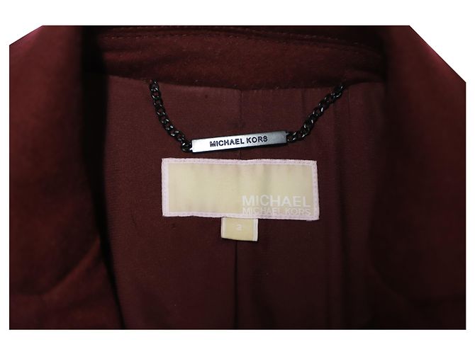 Michael Kors gefütterter Brustfilzmantel aus bordeauxroter Wolle - Ansicht 7