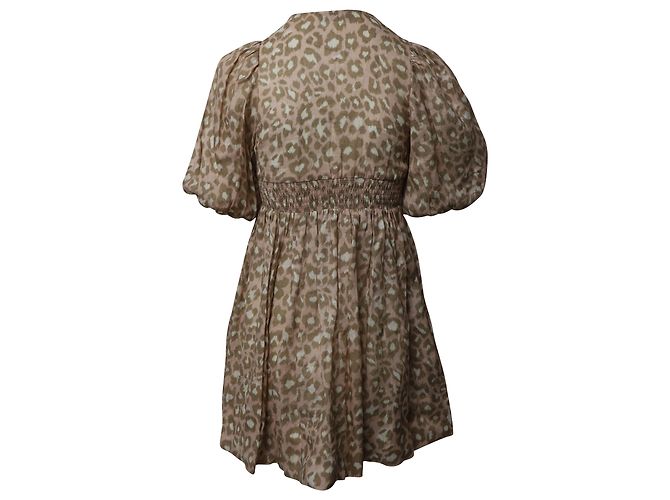 Zimmermann Carnaby gerafftes Minikleid aus Leinen mit Animal-Print - Ansicht 4