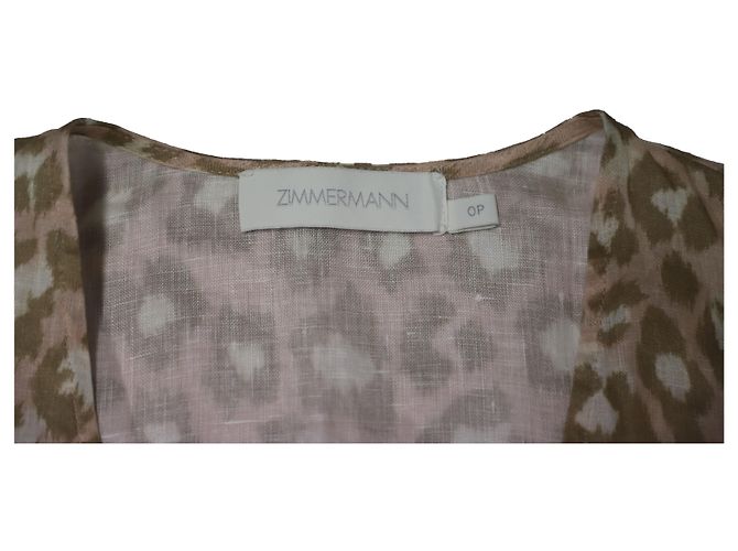 Zimmermann Carnaby gerafftes Minikleid aus Leinen mit Animal-Print - Ansicht 7