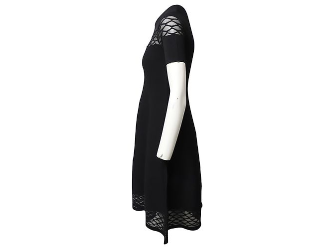 Maje Kleid mit transparentem Strickdesign in schwarzer Viskose - Ansicht 3