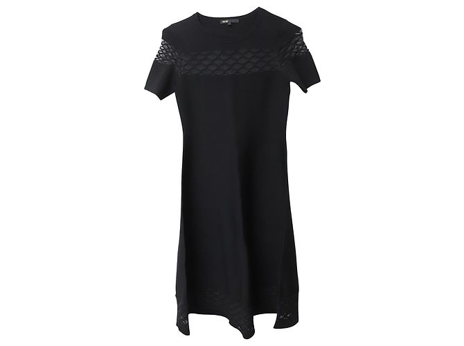 Maje Kleid mit transparentem Strickdesign in schwarzer Viskose - Ansicht 4