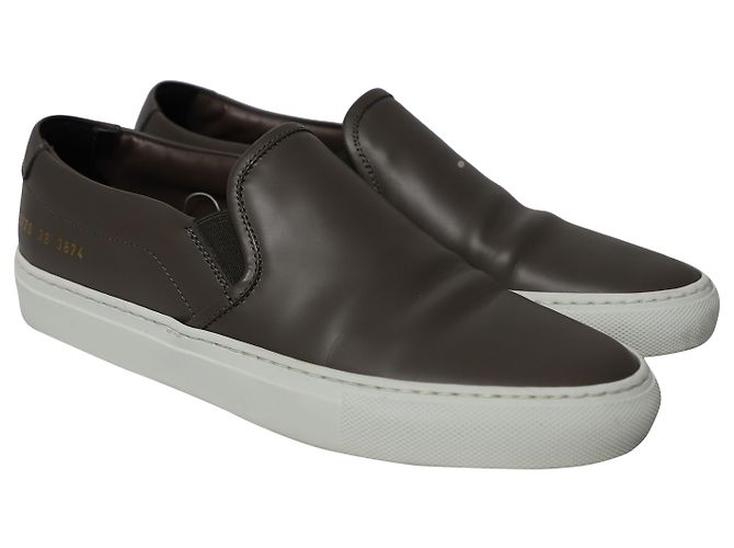 Autre Marque Sneakers Common Projects Tournament Slip-On in Pelle Grigia Grigio - vista 3