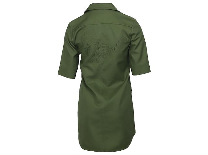 Vestido camisero Record Brodé Tigre de algodón verde caqui Zadig & Voltaire - vista 3