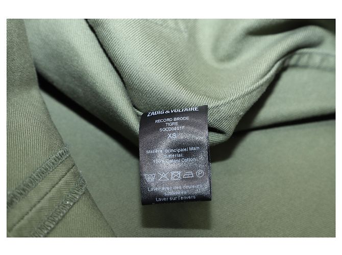 Vestido camisero Record Brodé Tigre de algodón verde caqui Zadig & Voltaire - vista 4