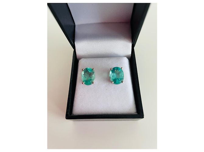 Autre Marque StyleRocks Orecchini in Apatite Oro Bianco 9ct Verde - vista 2
