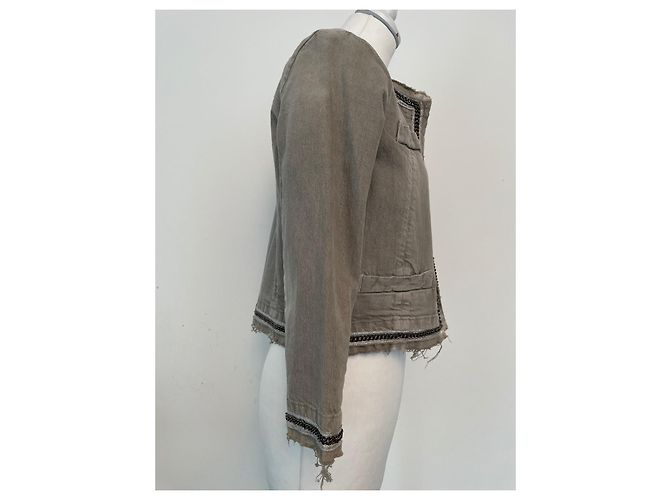 Chaqueta Current Elliott de algodón gris con cadena de metal - vista 2