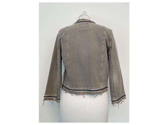 Chaqueta Current Elliott de algodón gris con cadena de metal - vista 3