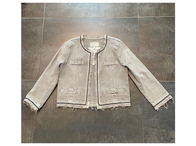 Chaqueta Current Elliott de algodón gris con cadena de metal - vista 5