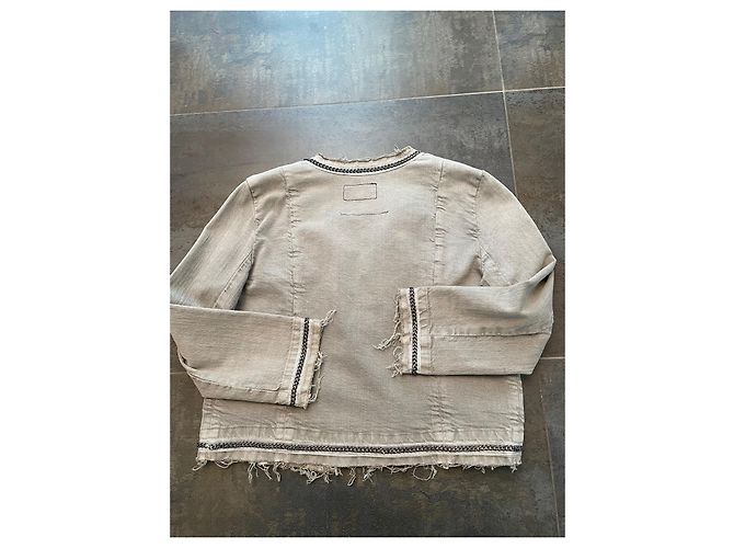 Chaqueta Current Elliott de algodón gris con cadena de metal - vista 6