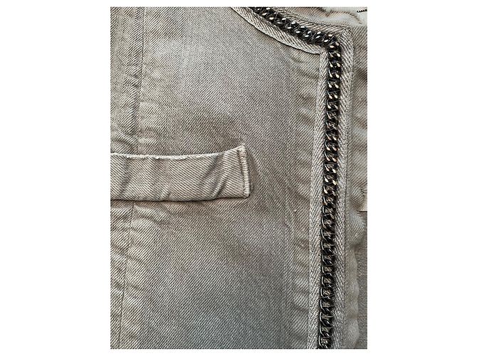 Chaqueta Current Elliott de algodón gris con cadena de metal - vista 7