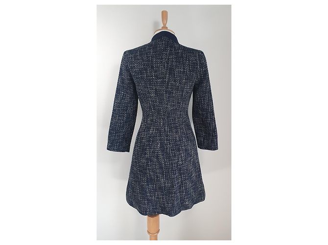 Maje Tweed Kleid mit Kontrastbändern Blau - Ansicht 4