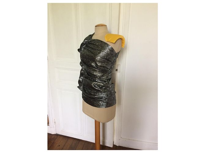 Autre Marque Trägerloses Lamé-Minikleid von Isabelle Marant mit Sternen Silber - Ansicht 2