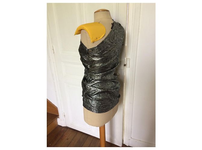 Autre Marque Trägerloses Lamé-Minikleid von Isabelle Marant mit Sternen Silber - Ansicht 3