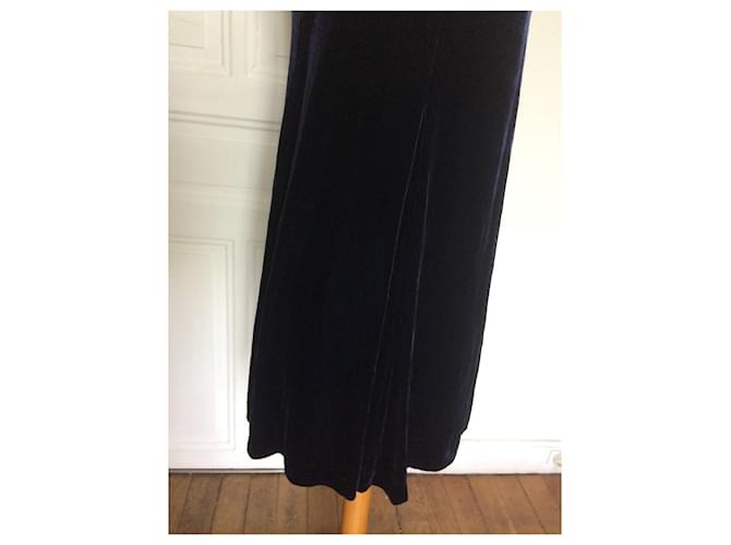 Max Mara ärmelloses Samtkleid Marineblau - Ansicht 2