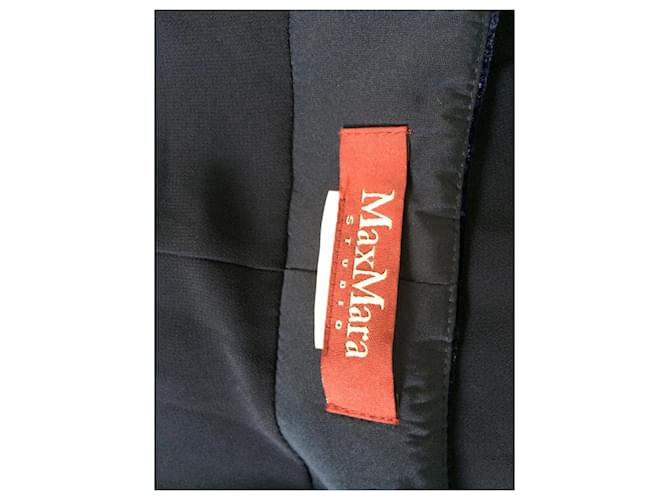 Max Mara ärmelloses Samtkleid Marineblau - Ansicht 5