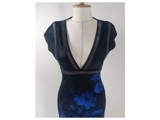 Roberto Cavalli Kleid in Blau Viscose Schwarz - Ansicht 2