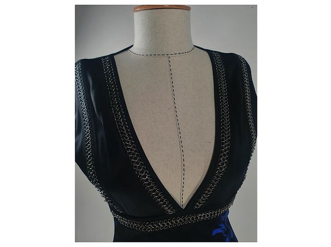 Roberto Cavalli Kleid in Blau Viscose Schwarz - Ansicht 5