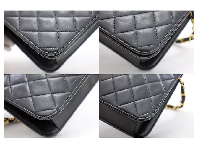 Pochette CHANEL per borsa a tracolla con patta e catena in pelle di agnello trapuntata nera Nero - vista 6