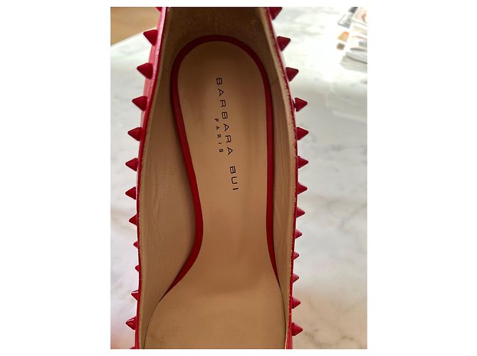 Décolleté Barbara Bui in pelle rossa con borchie 10 cm Rosso - vista 10