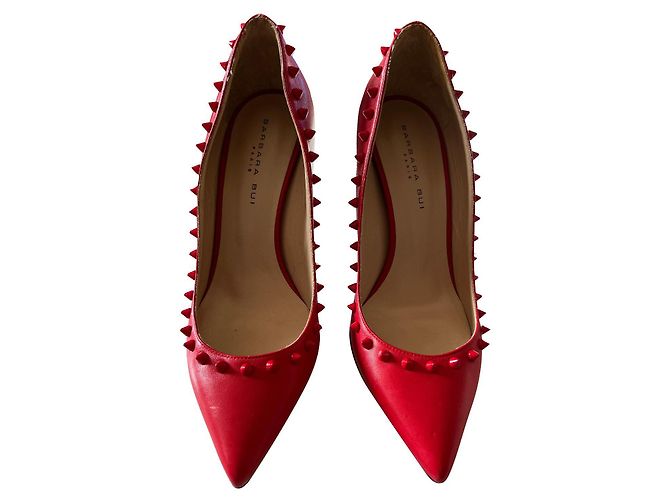 Décolleté Barbara Bui in pelle rossa con borchie 10 cm Rosso - vista 2
