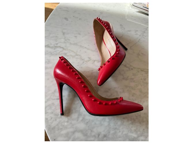 Décolleté Barbara Bui in pelle rossa con borchie 10 cm Rosso - vista 3