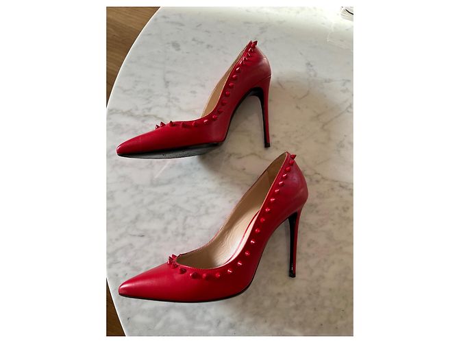 Décolleté Barbara Bui in pelle rossa con borchie 10 cm Rosso - vista 4