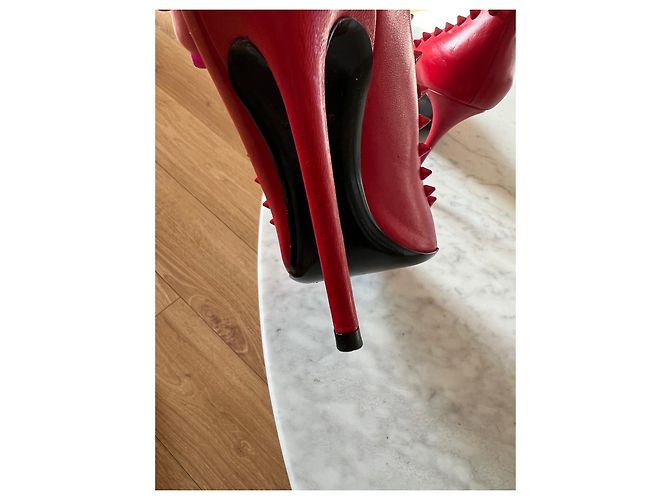 Décolleté Barbara Bui in pelle rossa con borchie 10 cm Rosso - vista 5
