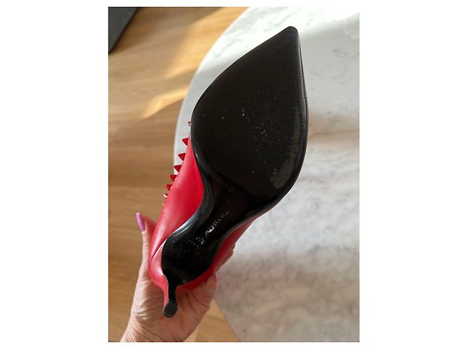 Décolleté Barbara Bui in pelle rossa con borchie 10 cm Rosso - vista 6