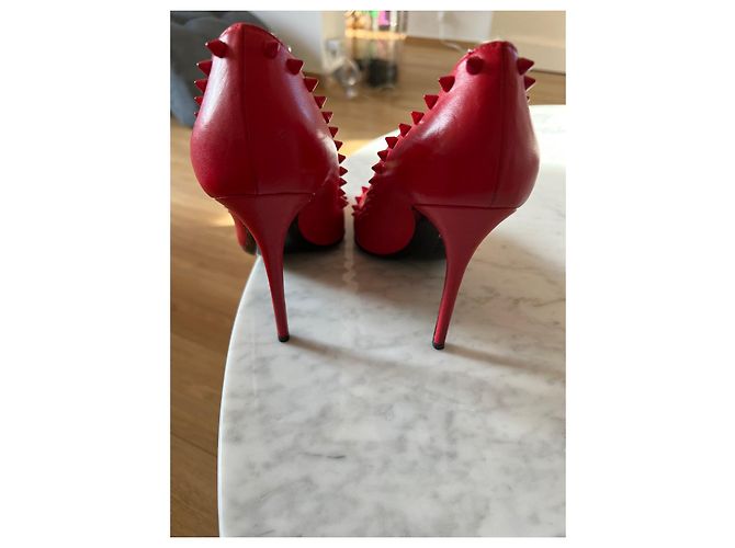 Décolleté Barbara Bui in pelle rossa con borchie 10 cm Rosso - vista 8