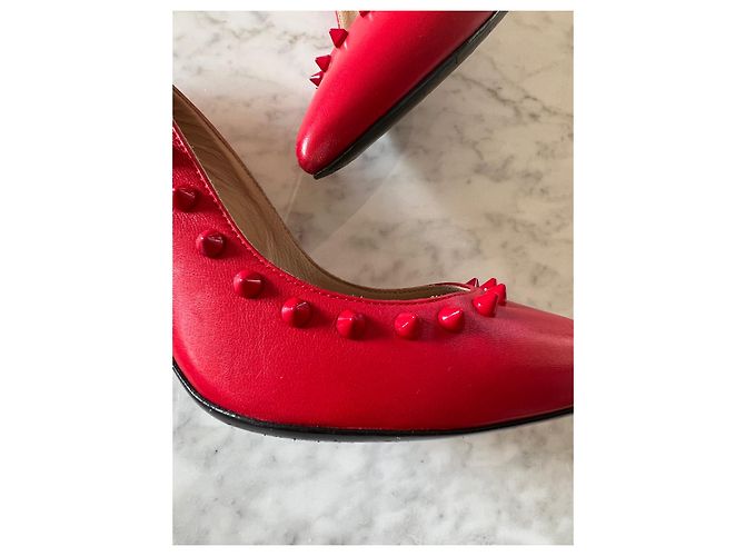 Décolleté Barbara Bui in pelle rossa con borchie 10 cm Rosso - vista 9