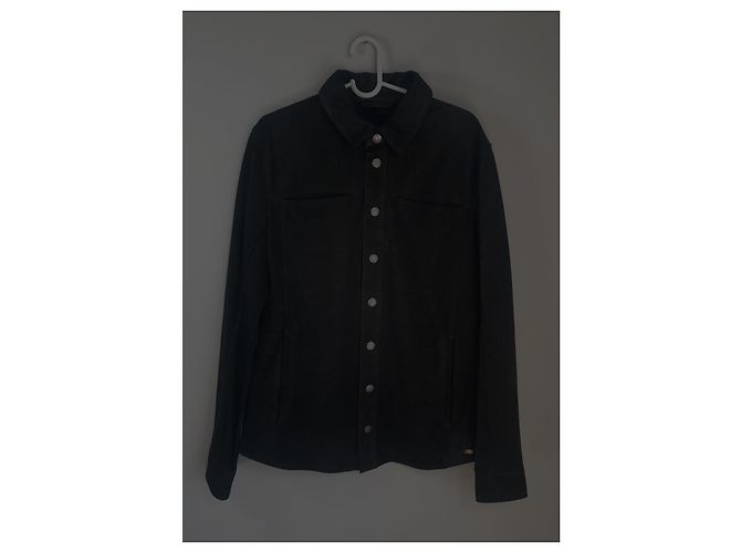Autre Marque TIGHA Giacca camicia in pelle nera Nero - vista 2