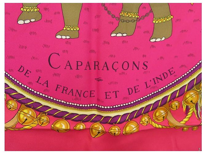 Hermès NUEVA BUFANDA HERMES CAPARACONS DE FRANCIA E INDIA CARRE 90 Bufanda de seda Fucsia - vista 3