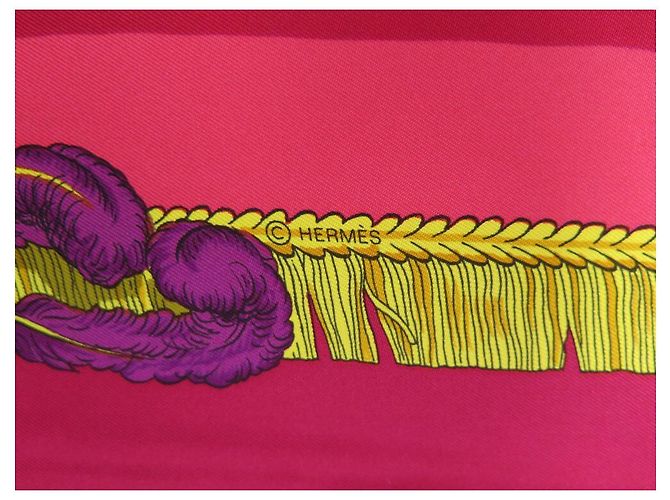Hermès NUEVA BUFANDA HERMES CAPARACONS DE FRANCIA E INDIA CARRE 90 Bufanda de seda Fucsia - vista 6