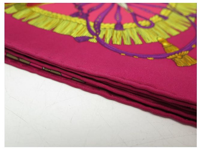 Hermès NUEVA BUFANDA HERMES CAPARACONS DE FRANCIA E INDIA CARRE 90 Bufanda de seda Fucsia - vista 9