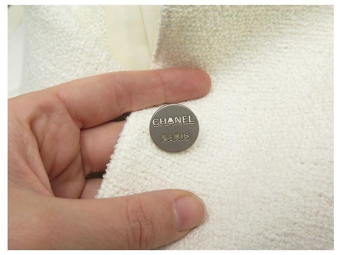 NUEVA CHAQUETA CHANEL P15189 38 METRO 2 CHALECO CHAQUETA BOTONES ALGODÓN CREMA - vista 10