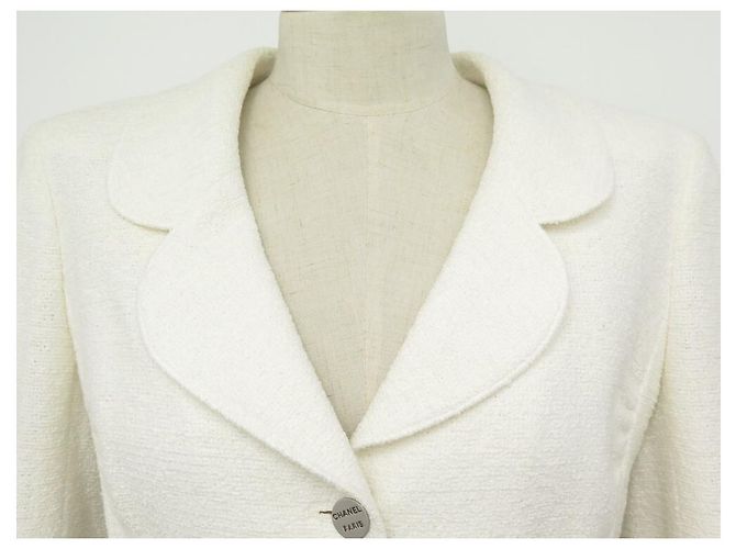 NUEVA CHAQUETA CHANEL P15189 38 METRO 2 CHALECO CHAQUETA BOTONES ALGODÓN CREMA - vista 2