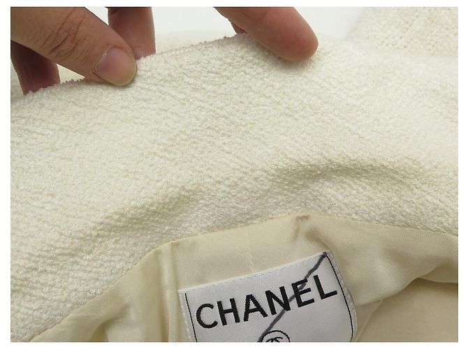 NUEVA CHAQUETA CHANEL P15189 38 METRO 2 CHALECO CHAQUETA BOTONES ALGODÓN CREMA - vista 7