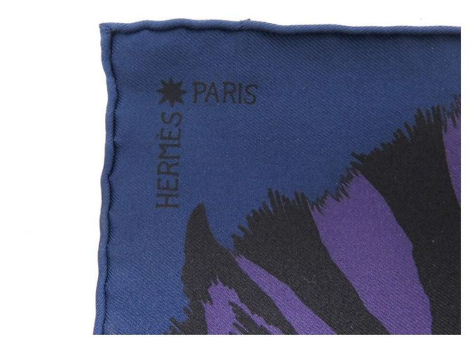 Hermès HERMES ZEBRA PEGASUS GAVROCHE QUADRATISCHER SCHAL 45 SCHALBOX AUS SEIDE + SEIDE Marineblau - Ansicht 4