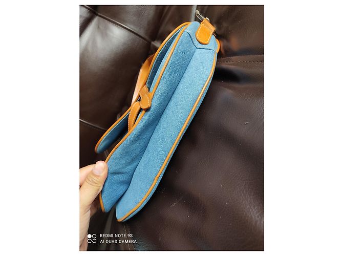 Borsa a mano Christian Dior Caramello e Azzurro Denim Pelle Blu chiaro - vista 6