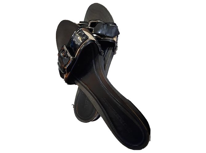 Sabot Burberry in legno nero verniciato - vista 3