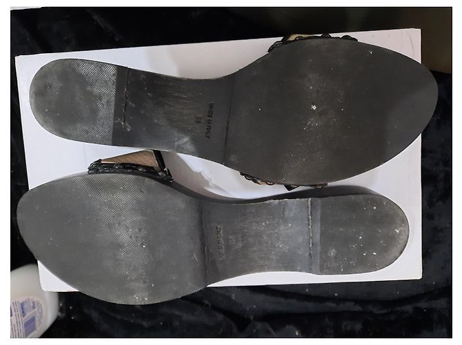 Sabot Burberry in legno nero verniciato - vista 4