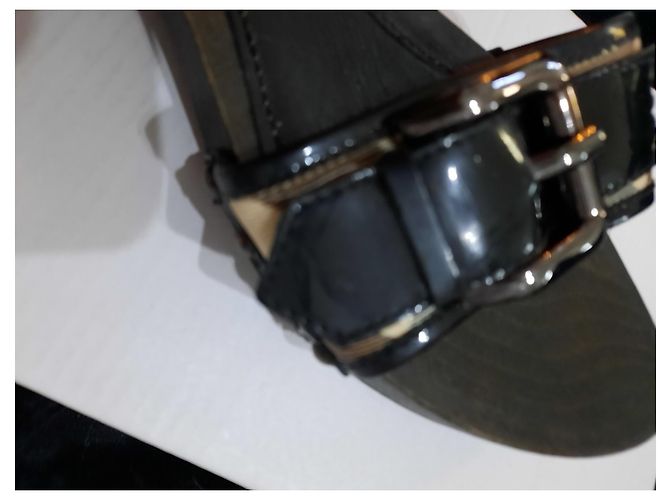 Sabot Burberry in legno nero verniciato - vista 5