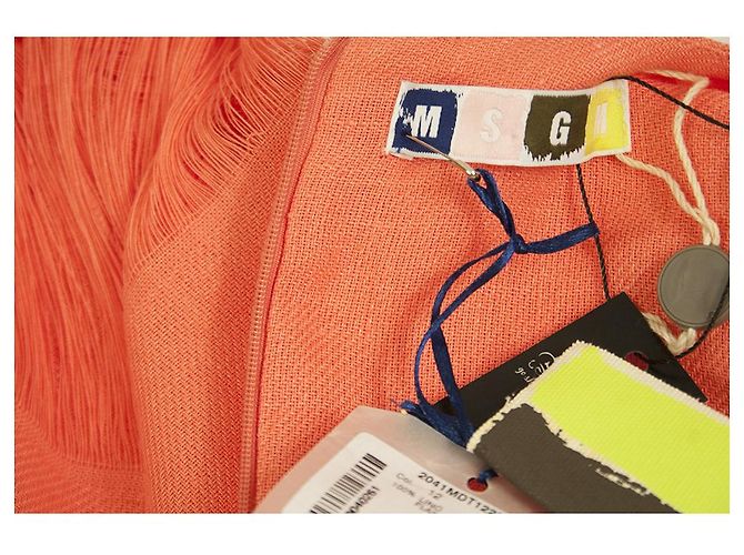 MSGM Arancio 100% Camicetta canotta lunga senza maniche in lino taglia 44 Arancione - vista 3