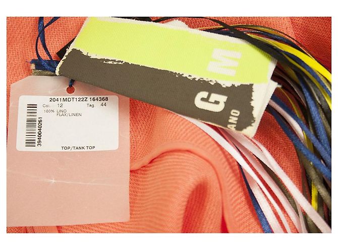 MSGM Arancio 100% Camicetta canotta lunga senza maniche in lino taglia 44 Arancione - vista 4