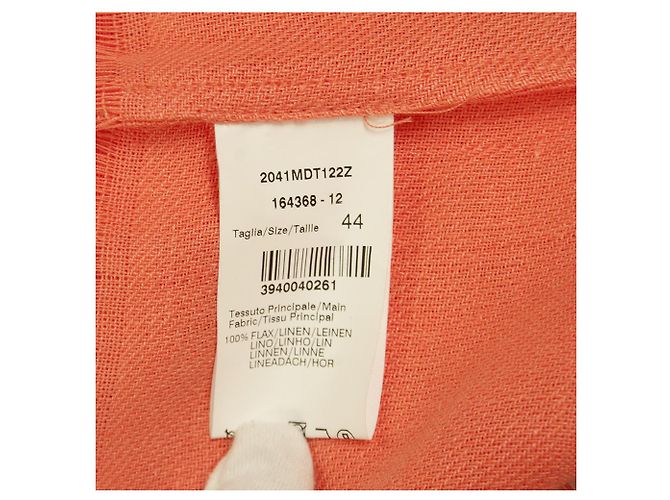MSGM Arancio 100% Camicetta canotta lunga senza maniche in lino taglia 44 Arancione - vista 5