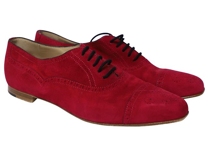 Manolo Blahnik Witney Brogue in camoscio rosa - vista 3