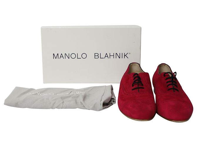 Manolo Blahnik Witney Brogue in camoscio rosa - vista 8