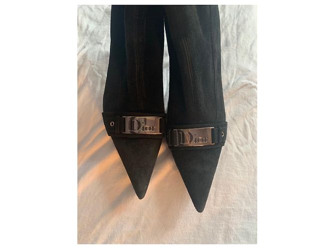 Stivaletti Christian Dior in pelle di cervo neri Nero - vista 2