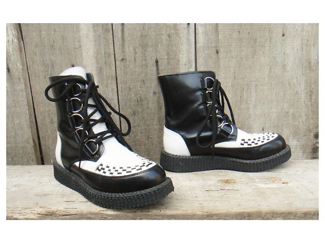 Autre Marque Nevermind Creeper Boots Leder Schwarz Weiß 37 - Ansicht 2