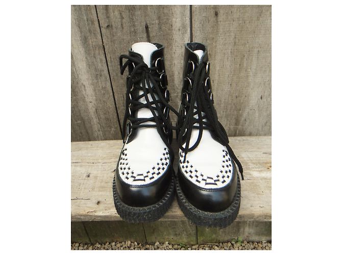 Autre Marque Nevermind Creeper Boots Leder Schwarz Weiß 37 - Ansicht 3